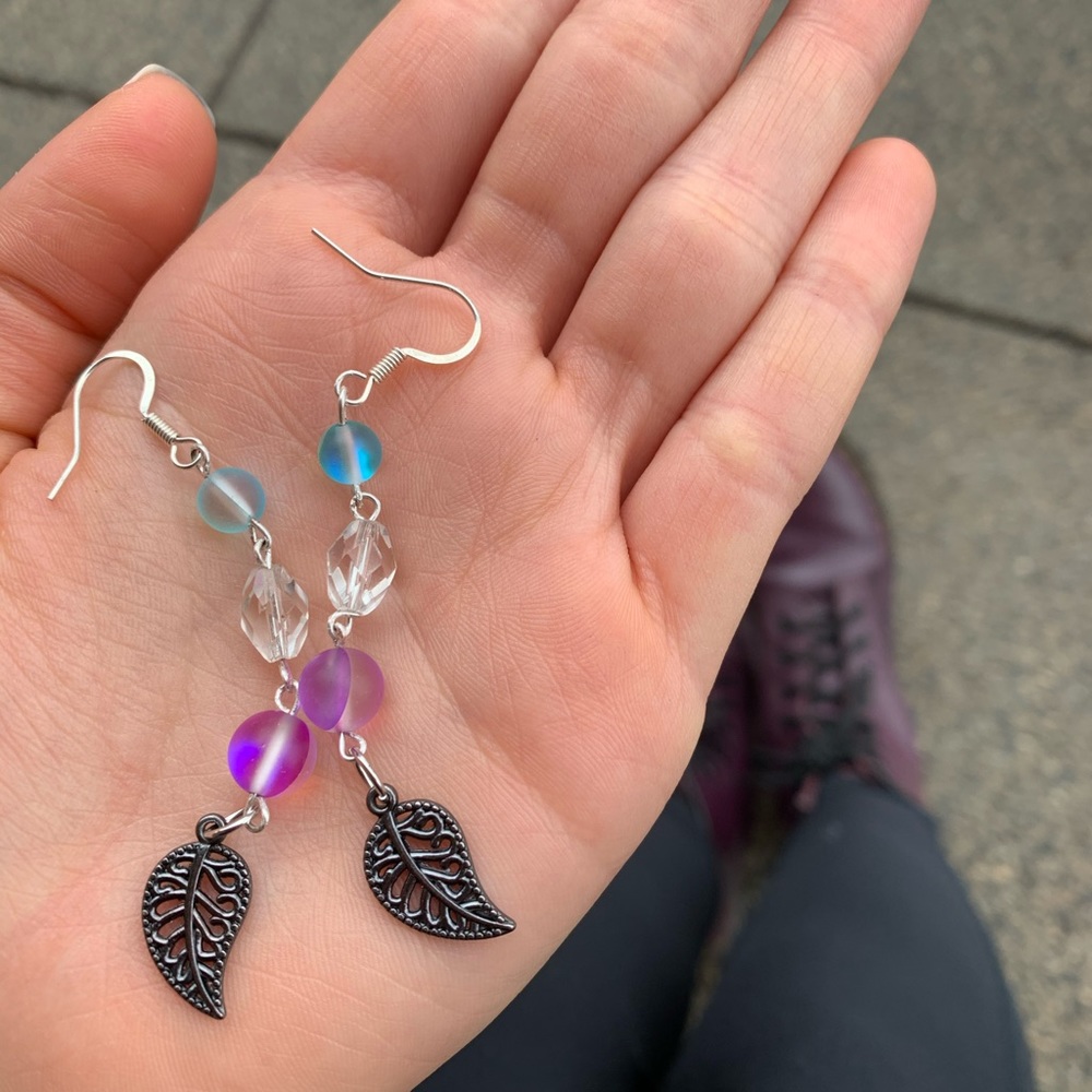 Handmade mystic blue purple earring dangle